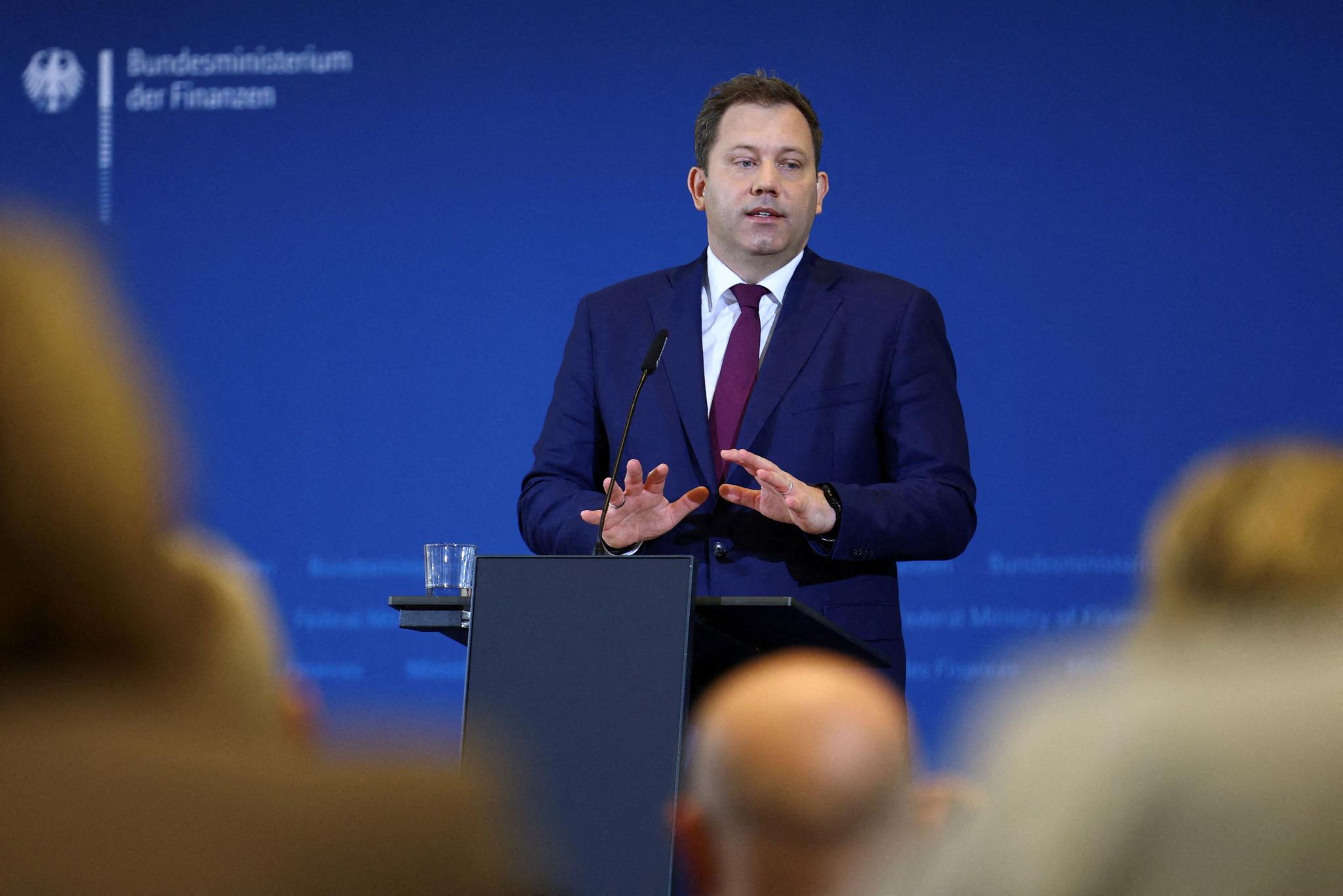 German FM Klingbeil gives a news conference on the tax estimate